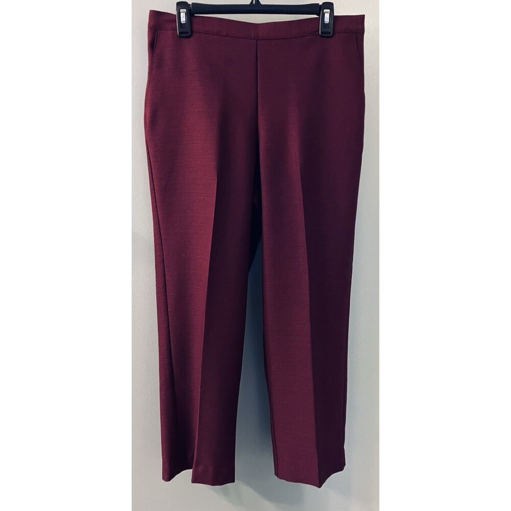 Alfred Dunner Women Magenta Partial Elastic Comfort Waist Pant Sz 12